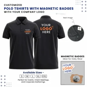 Customized Polo T-Shirt With Logo Cutout Badge | With Your Company Logo